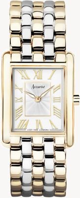 Accurist Rectangle Womens | White Dial | Two Tone Stainless Steel Bracelet 71009