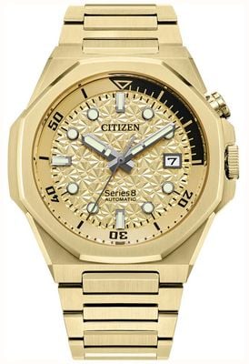 Citizen Série 8 890 City Lights édition limitée (42 mm) cadran doré / bracelet en acier inoxydable plaqué or ionisé NB6062-52P