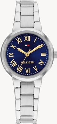 Tommy Hilfiger Reloj Becca de cuarzo de tres manecillas (28 mm), esfera azul / brazalete de acero inoxidable 1782902