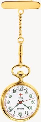 Tissot Krankenschwester-Anhänger Taschenuhr (30,1mm) weißes Zifferblatt / vergoldeter Edelstahl T81722212