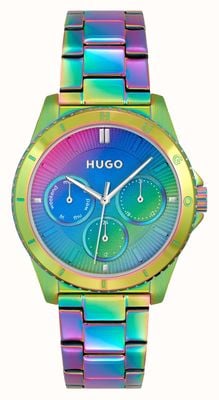 HUGO #dance 女式（36 毫米）彩虹表盘/彩虹不锈钢表链 1540160