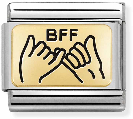 Nomination Classic BFF Hands 18ct Gold & Steel Charm 030166/04
