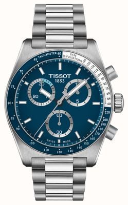 Tissot Pr516 quartz chronograaf (40 mm) blauwe wijzerplaat / roestvrijstalen armband T1494171104100