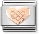 Nomination Classic Celtic Knot Heart Rose Gold & Steel Charm 430104/38