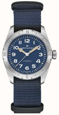 Hamilton Kaki Field Expedition automatique (37 mm) cadran bleu / bracelet textile bleu Nato H70225940