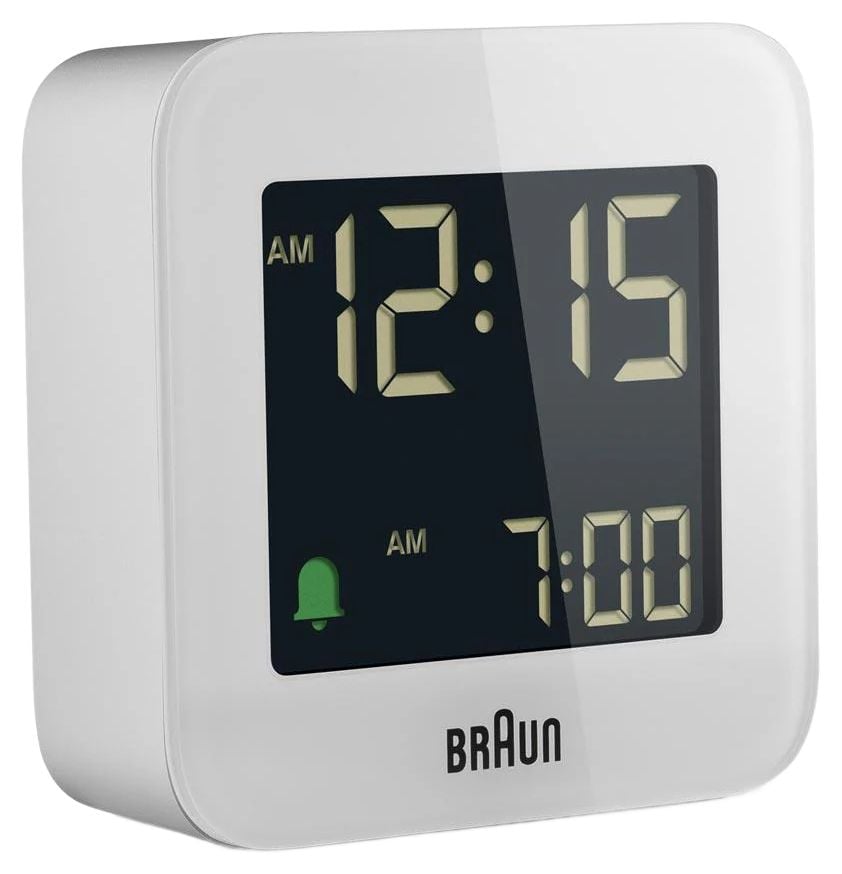 Braun RÃ©veil de voyage numÃ©rique LCD BC08 - blanc - L 5,8 montre