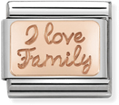 Nomination Classic I Love Family 9ct Rose Gold & Steel Charm 430101/41
