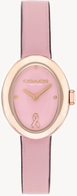 Coach Relógio Sammy edição especial (22,5 mm) mostrador lacado rosa / pulseira em couro rosa 14504565