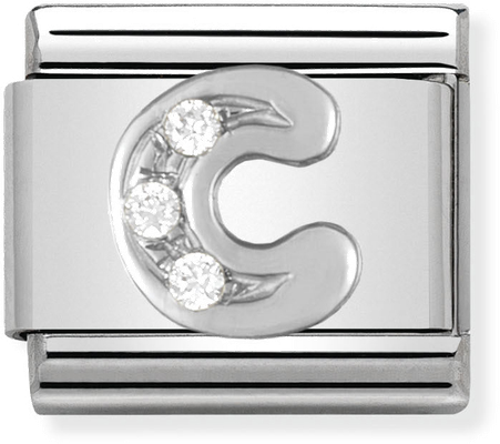 Nomination Classic Letter C Sterling Silver & Steel Cubic Zirconia Charm 330301/03