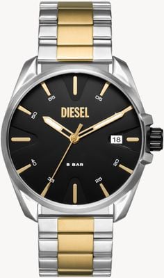 Diesel メンズ ms9 (44mm) ブラックダイヤル/ツートンカラーのステンレススチールブレスレット DZ2196