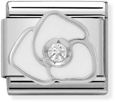 Nomination Composable CL SIMBOLS Stainless Steel Enamel 1 Cub. Zirc And 925 Silver WHITE Rose 330305/06
