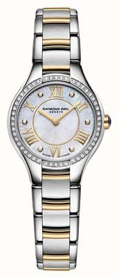 Raymond Weil Noemia Quartz (24mm) White Mother of Pearl Diamond Set Dial / Stainless Steel and Gold PVD Bracelet 5124-S2P-00966