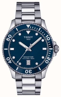 Tissot 海星 1000 | 40 毫米 |蓝色表盘|不锈钢手链 T1204101104100