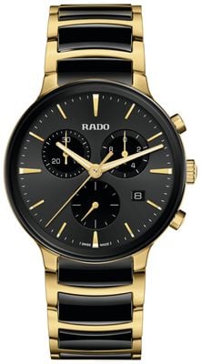 RADO Centrix Chronograph (41mm) Black Dial / Black High-Tech Ceramic & Gold PVD Stainless Steel Bracelet R30211152