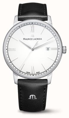 Maurice Lacroix Eliros datum (40 mm) witte wijzerplaat / zwart lederen band EL1118-SS001-110-2
