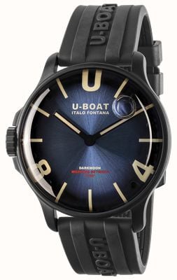 U-Boat Darkmoon pvd (44 mm) mostrador soleil azul imperial / pulseira de borracha vulcanizada preta 8700/D