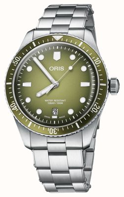 ORIS Divers Sixty-Five Date Automatic (40mm) Green Dial / Stainless Steel Bracelet 01 733 7707 4057-07 8 20 18