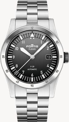 FORTIS Flieger f-39 automatisches schwarzes (39 mm) Edelstahl-Blockarmband F4220015
