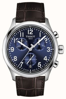 Tissot Chronograph Quarz (42 mm) blaues Zifferblatt / braunes Lederarmband T1164171604200