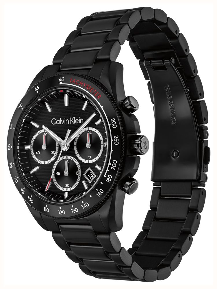 Calvin Klein Sport Luxe Quartz Chronograph (40mm) Black Dial / Black PVD Stainless Steel Bracelet 25200609 - vista alternativa 3