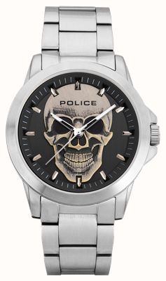 Police FLICK Quartz (47mm) Black Skull Dial / Stainless Steel Bracelet PEWJG2194803