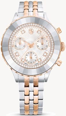 Swarovski Octea Chrono (37 mm) weißes Zifferblatt / zweifarbiges Edelstahlarmband 5672937