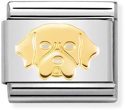 Nomination Classic Golden Retriever Dog 18ct Gold & Steel Charm 030162/56