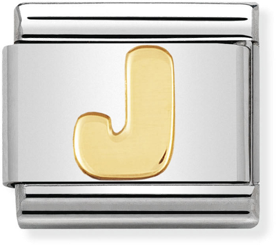 Nomination Classic Letter J 18ct Gold & Steel Charm 030101/10