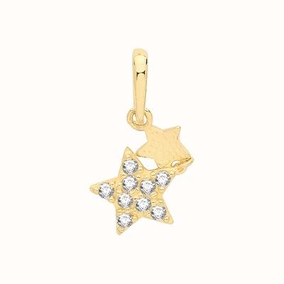 James Moore TH 9ct Yellow Gold Star Double Drop Pendant Only PN1144