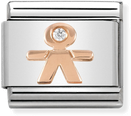 Nomination Classic Symbols In Stainless Steel With 9k Rose Gold And CZ Little Boy Charm 430305/08