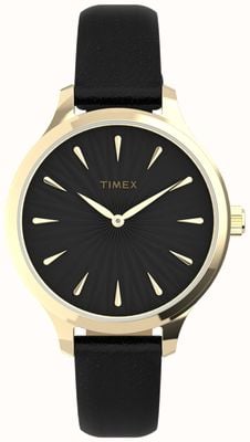 Timex Cassa color oro Peyton e cinturino nero con quadrante nero TW2V06600