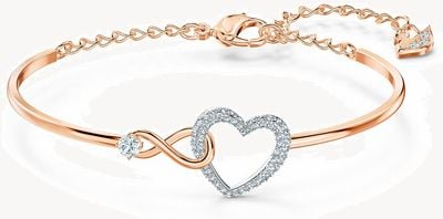 Swarovski Infinity Heart Bangle | White | Mixed Metal Finish 5518869