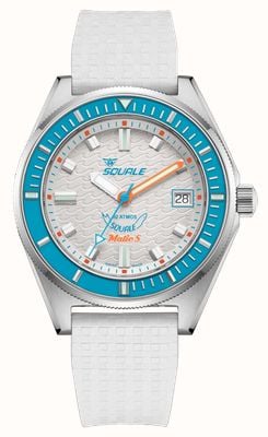 Squale Matic s automático (39 mm) esfera blanca con diseño de ondas / correa de caucho blanca con diseño de mosaico MATICLBWT.MRWT