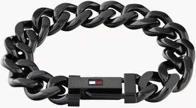 Tommy Hilfiger Men's Wild Black-Tone Stainless Steel Curb Chain Bracelet 2790639