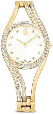 Swarovski Hyperbola-Armreif (28mm) weißes Zifferblatt / vergoldetes Edelstahlarmband 5754534