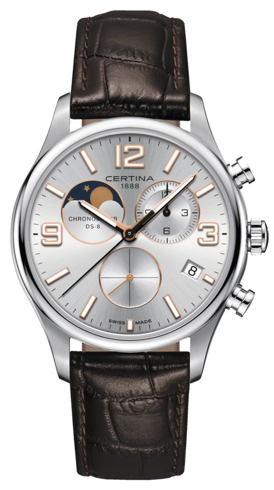 Certina Ds-8 chronographe phases de lune cadran argentÃ© montre