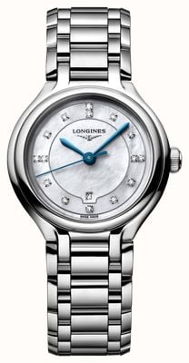LONGINES Esfera de nácar con diamantes de cuarzo Primaluna (30 mm) / brazalete de acero inoxidable L81424876