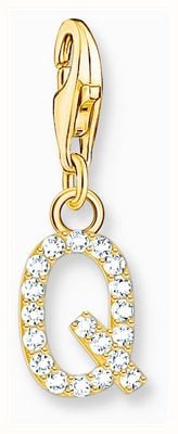 Thomas Sabo Charm Pendant Letter Q With White Stones Gold Plated 1980-414-14