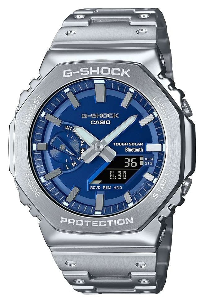 Casio GShock Metal Blue Hybrid Dial  Stainless Steel Watch