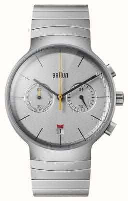 Braun Chronometr dla mężczyzn | srebrna tarcza | bransoletka ze stali nierdzewnej BN0265SLBTG