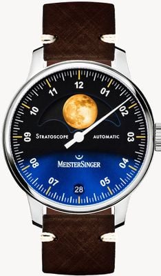 MeisterSinger Stratoscope (43mm) Blue Dial / Brown Leather Strap ST982G - SVSL02