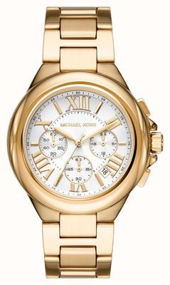 Michael Kors Relógio feminino Camille com mostrador branco dourado MK7270
