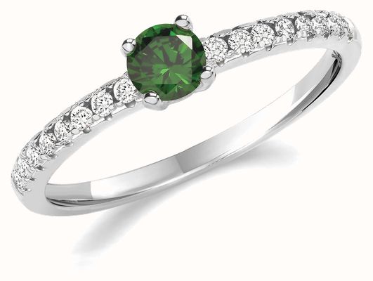 James Moore TH SILVER RHOUIUM PLATED CZ SOLITAIRE RING G7550EM/M