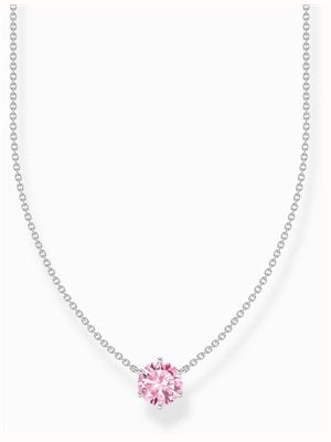 Thomas Sabo Pink Zirconia Solitaire Sterling Silver Necklace 45cm KE2210-051-9-L45V