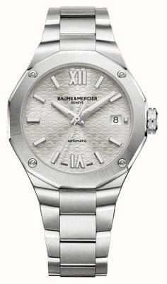 Baume & Mercier Riviera silberfarbene Uhr mit Sonnenschliff-Zifferblatt M0A10615