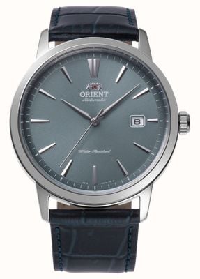 Orient Exclusief Europees automatisch uurwerk (41,6 mm) met blauwe wijzerplaat en donkerblauwe leren band. RA-AC0F14L30B