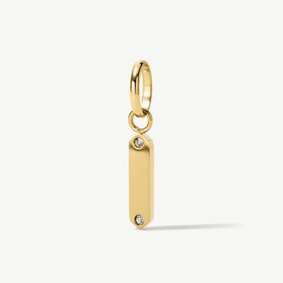 D.LOUISE Gold Tone White Stone Mini Tag Charm CH-29