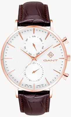 GANT Park Hill day-date ii (43,5 mm) quadrante bianco/pelle marrone G121006