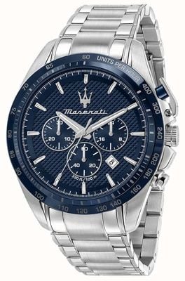 Maserati Traguardo pour hommes | cadran chronographe bleu | bracelet en acier inoxydable R8873612043