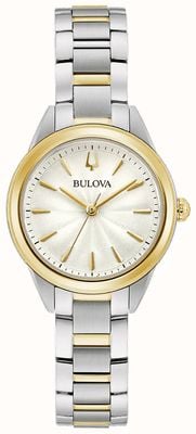 Bulova Sutton classique pour femmes | cadran blanc argenté | bracelet en acier inoxydable bicolore 98L277
